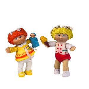 Vintage 1984 Cabbage Patch Kids Posable 3.5" PVC Figure Doll Lot Of 2